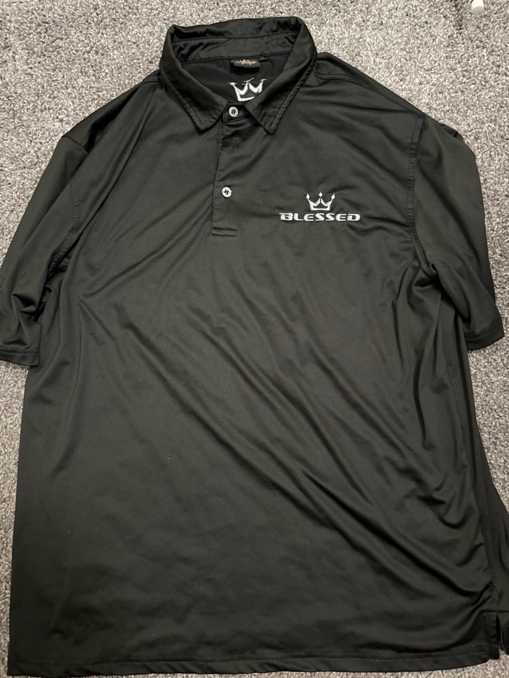 Polo by Ralph Lauren Men’s Black Polo with White 'Blessed' Logo